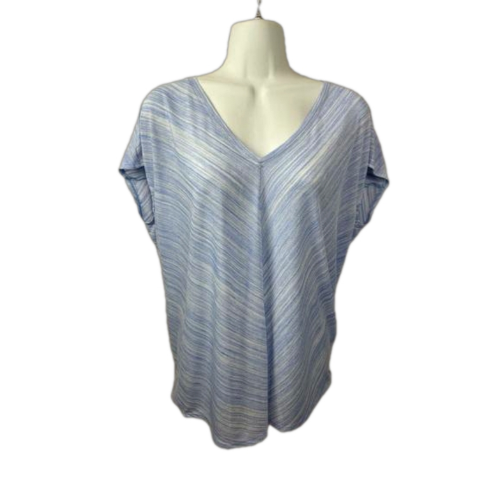 White House Black Market Blue V Neck Top Size S